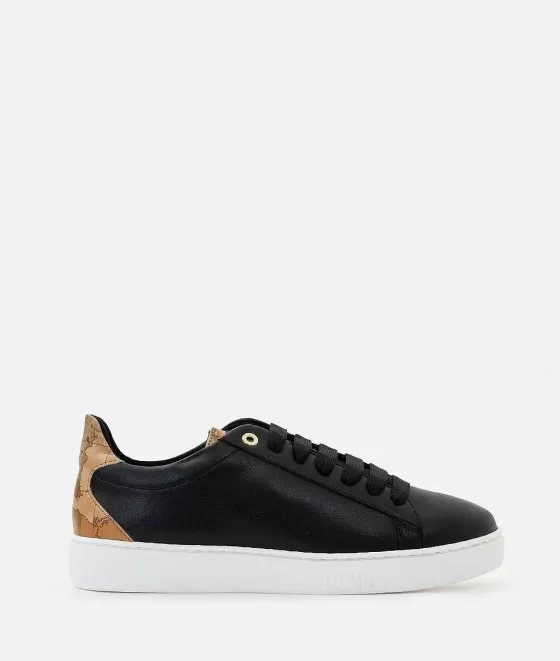 Donna Alviero Martini 1a Classe Sneakers In Pelle Liscia Con Inserto In Eco Nappa Nere