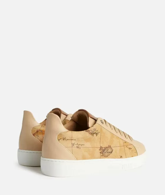 Donna Alviero Martini 1a Classe Sneakers In Pelle Liscia Con Lati Geo Classic Naturali