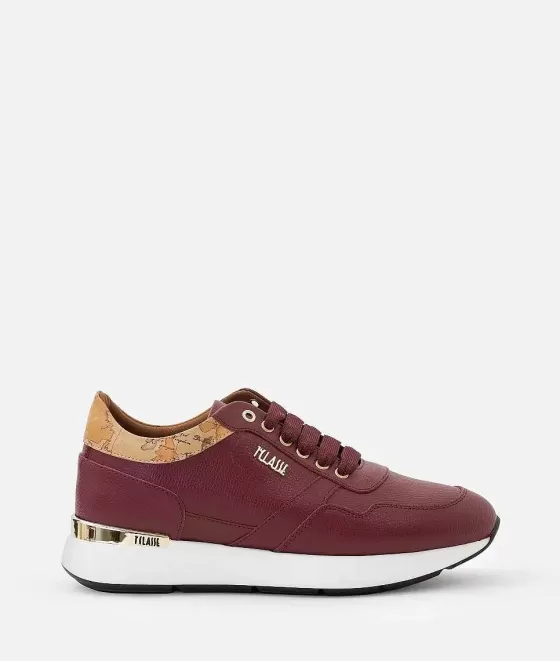 Donna Alviero Martini 1a Classe Sneakers In Pelle Stampa Granatino Cabernet