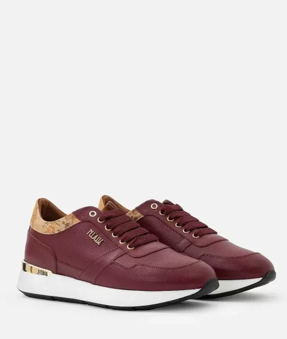 Donna Alviero Martini 1a Classe Sneakers In Pelle Stampa Granatino Cabernet