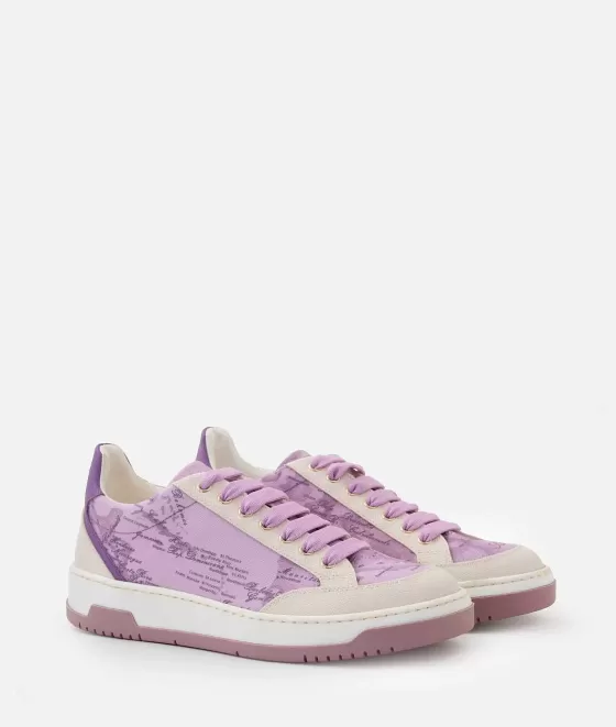 Donna Alviero Martini 1a Classe Sneakers In Tessuto Saffiano Stampa Geo Orchidea Malva