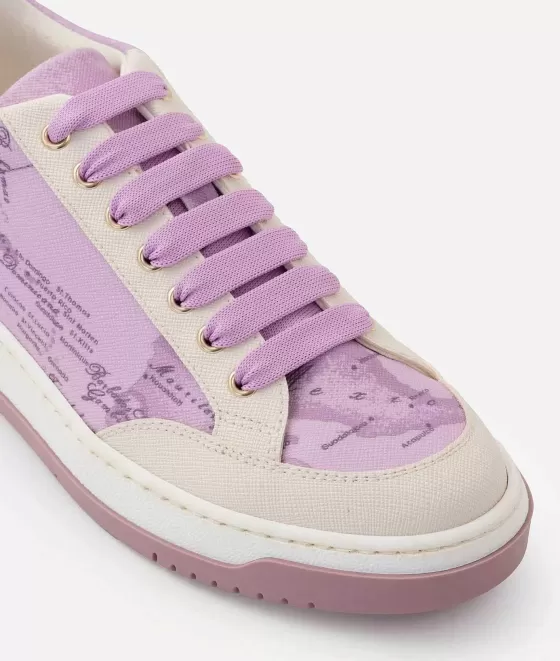 Donna Alviero Martini 1a Classe Sneakers In Tessuto Saffiano Stampa Geo Orchidea Malva