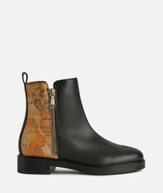 Donna Alviero Martini 1a Classe Stivaletti In Pelle Liscia Con Inserto In Eco Nappa Neri