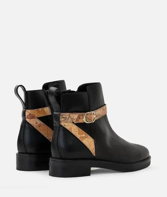 Donna Alviero Martini 1a Classe Stivaletti In Pelle Liscia Con Inserto In Eco Nappa Neri