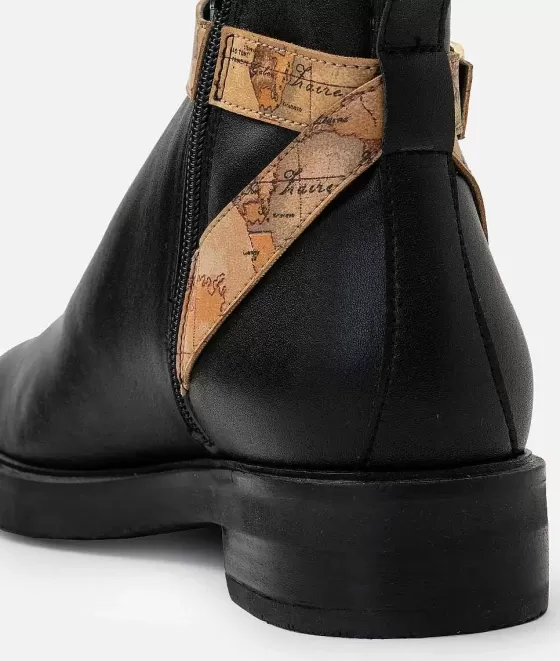 Donna Alviero Martini 1a Classe Stivaletti In Pelle Liscia Con Inserto In Eco Nappa Neri
