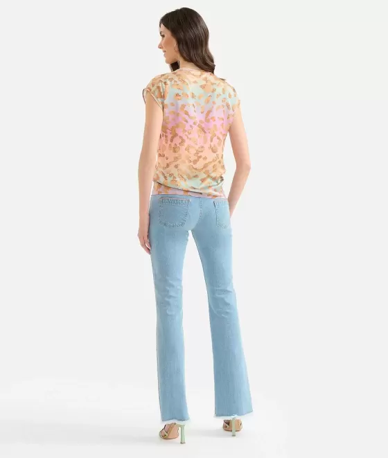 Donna Alviero Martini 1a Classe Top Basic In Twill Geo Rainbow Leo