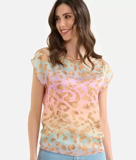 Donna Alviero Martini 1a Classe Top Basic In Twill Geo Rainbow Leo