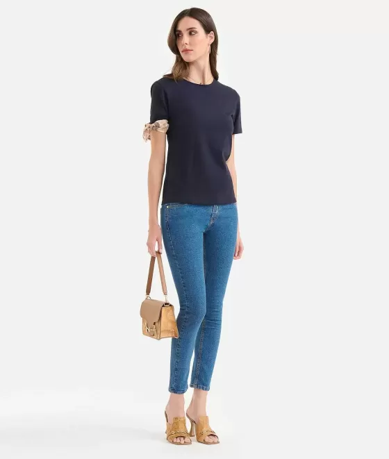 Donna Alviero Martini 1a Classe T-Shirt Con Fiocco In Jersey Di Cotone Stretch Bianca