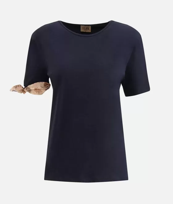 Donna Alviero Martini 1a Classe T-Shirt Con Fiocco In Jersey Di Cotone Stretch Bianca