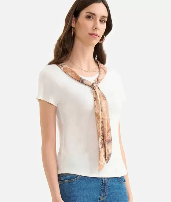 Donna Alviero Martini 1a Classe T-Shirt Con Foulard In Jersey Di Viscosa Stretch Naturale