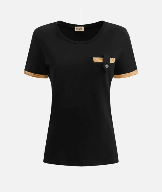 Donna Alviero Martini 1a Classe T-Shirt Con Taschino In Jersey Di Cotone Stretch Nera