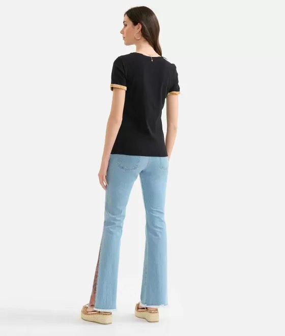 Donna Alviero Martini 1a Classe T-Shirt Con Taschino In Jersey Di Cotone Stretch Nera